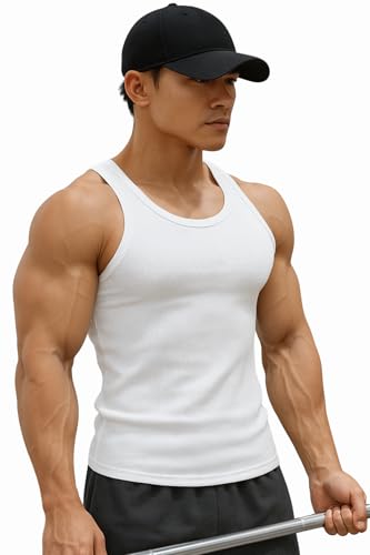 Image of Rockwell Men's Premium Cotton Vest - Sleeveless Gym Undershirt | Breathable, Stretchable & Skin-Friendly Innerwear for Everyday Comfort | 302