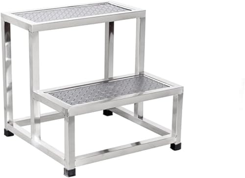 kxptso ステンレス製フットスツール、厚みのあるダブルペダル、家庭用、滑り止め、靴交換台ステップスツール、ファッショナブルで美しい、家族の病院やクリニックでの使用、多機能、屋内および屋外、ステンレス製の小さな階段 (47*45*46cm)