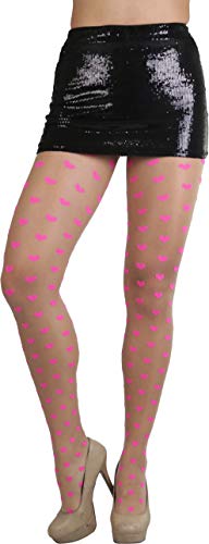 Image of ToBeInStyle Women's Valentine Day Themed Opaque Sheer Pantyhose w /Heart Love