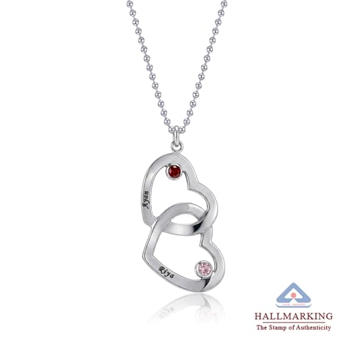 Image of TRUESILVER ACPL 925 Sterling Silver Personalized Name Necklace for Women | Custom Engraved Couple & Family Pendant | Heart Circle & Russian Ring Necklaces | Gift for Anniversary Birthday Wedding