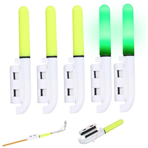 Neroyaner Fishing Glow Sticks 5PCS LED Glow Sticks for Fishing Bite Alarm Waterproof Rod Lights for Tackle Accessory Green Light with CR425 Battery