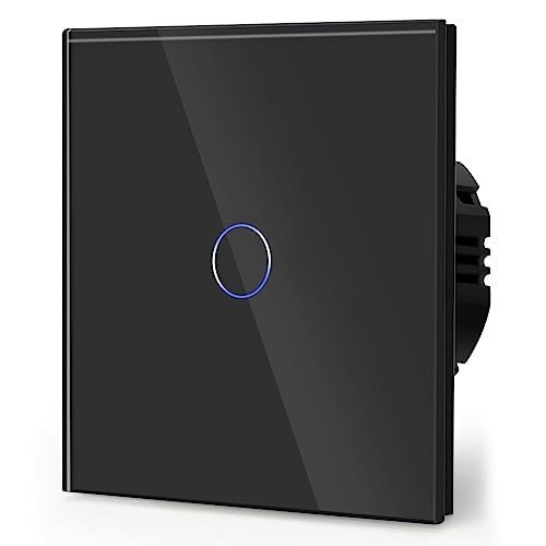 BSEED Touch Light Switch, 1 Gang 1 Way, Black