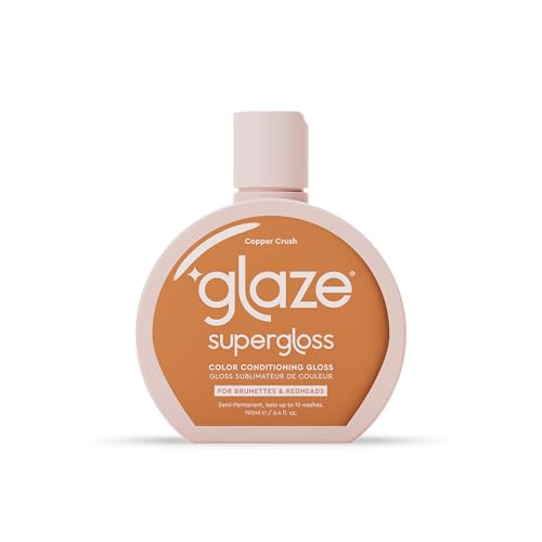 Glaze Supergloss Color Conditioning Gloss – Hydrating Semi-Permanent Color Hair Gloss & Shine Boost – Color Depositing Mask - Vegan, Cruelty-Free – 190ml - Copper Crush - Bright Copper
