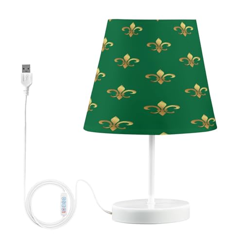 Lampes de table de chevet avec ports USB, lys royal doré, Mardi Gras, lampes de bureau pour chambre à coucher, salon, bureau, S