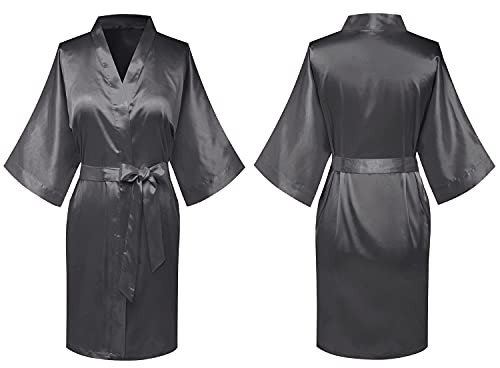 Image of Women's Pure Short Silky Robes Bridesmaid Bride Party Satin Robes Sleepwear