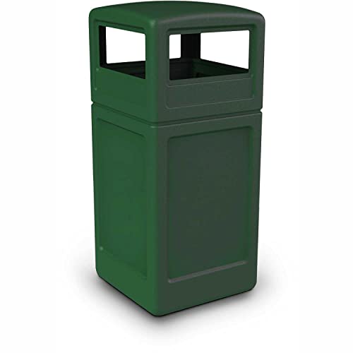 Image of Commercial Zone-73295399 PolyTec 42 Gallon Square Waste Container with Dome Lid Color: Green
