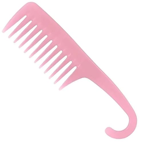 Wide Tooth Comb Shower Comb With Hook, JUYOU Good for Curly Hair Wet Dry, Premium Tangle Free Combs 1Pcs Pink