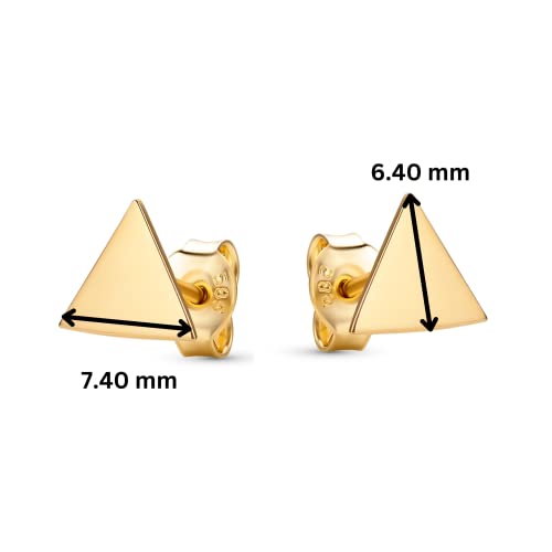 Pendientes de oro amarillo 14 quilates pequeños forma triángulo geométrico para mujer 3