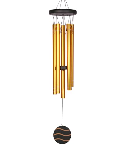 5 Pipe Big Aluminium Wind Chims Sympathy Wind Chims for Outside, Best Gift for Good Luck Chims -Matt Gold | Balcony Decoration Items for Flat