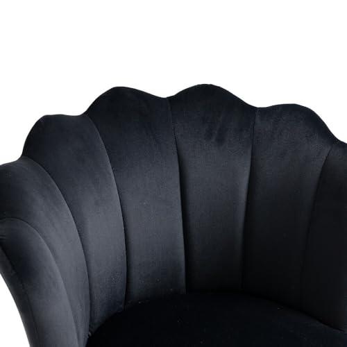 Image of Set of 2 Accent Chair for Living Room | Modern Armchair in Soft Velvet Fabric with Sturdy Legs | Premium Chair for Home Living Room Bedroom Restaurent | (Flower Design, Black)