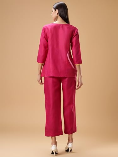 Image of Bani Women Co-ord Set, Top and Trouser Set 2 Piece Outfit, 3 /4 Sleeves Embroided V Neck, Coord Sets for Women| Western Dress, Stylish Design for All Occasions
