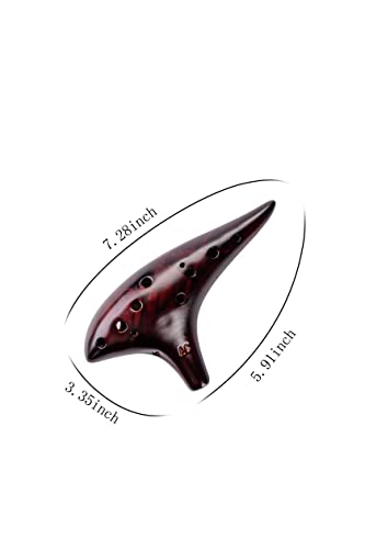 Image of Ocarina,Strawfire12 Hole Ocarina Instrument,Alto C Ceramic Ocarina With Song Book Strap for Beginner Gift Idea(Black)