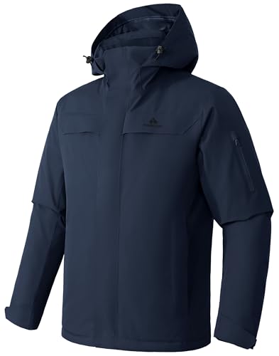 Pioneer Camp Herren Skijacke Wasserdicht Warm Atmungsaktiv Snowboardjacke Winterjacke mit Kapuze Outdoorjacke Dunkelblau Größe:M
