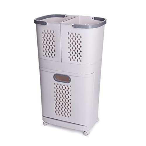 Leapiture Laundry Basket Bottom Clothes Storage Bin Opening Closing Design Dirty Clothes Hamper Laundry Bin with Storage Shelf for Bathroom