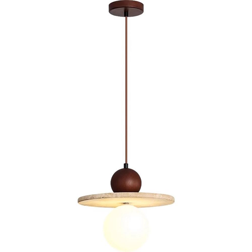 KXEcoLife Vintage Bedroom Natural Stone Pendant Light Fixture Mid Century Yellow Travertine Farmhouse Hanging Lamp Modern Nordic Marble Bar Counter Chandelier For Living Room Bedside Kitchen