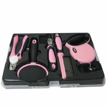 Pet Grooming Tool Set With Retractable Leash Comb Brush Nail Clipper