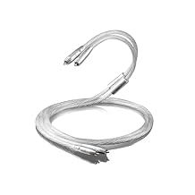 Premium Stereo Audio Cable, 2RCA to 2RCA, 1m/3.2ft, 6N OCC Silver-Plated Copper, 8-Strand Shield,