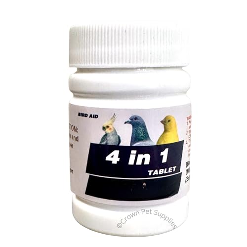 4 in 1 Tablets Medicine for Pigeons, for Pigeons, Canary, Finches, Parakeet, Cockatiels, Parrots, Cage Small Birds, and Aviary Birds