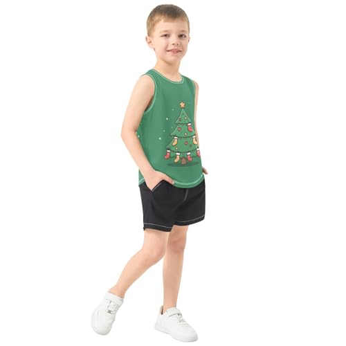 Christmas Tree Green Boys Tank Tops Toddler Boys' Assorted Sleeveless Tank Tops for Summer,3T4