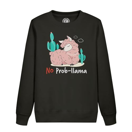 Sweatshirt enfant No Prob-Llama en coton avec dessin lama et cactus chill