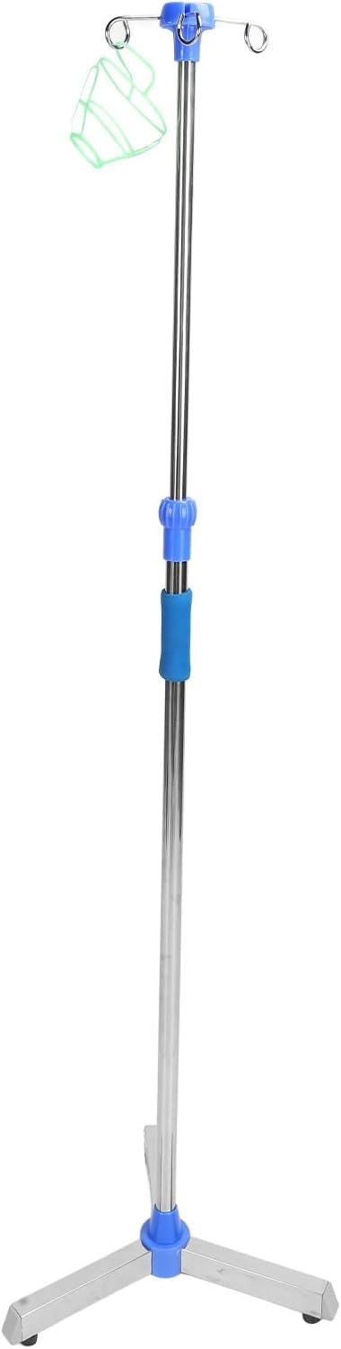 Supporto per porta flebo, supporto per porta flebo con 4 ganci, supporto con altezza regolabile, asta per porta flebo in acciaio inox