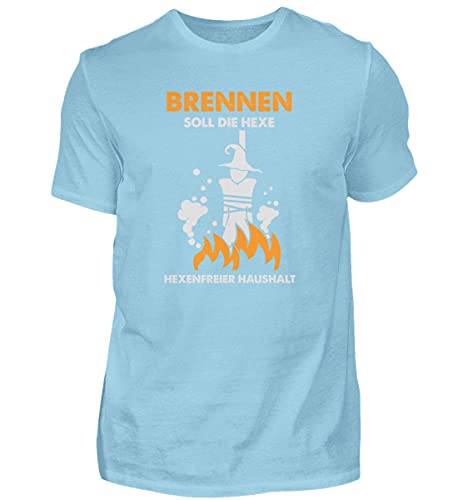 T-Shirt pour Homme Bleu Large La Sorcière Doit Brûler Éviter Look Fade Style Unique
