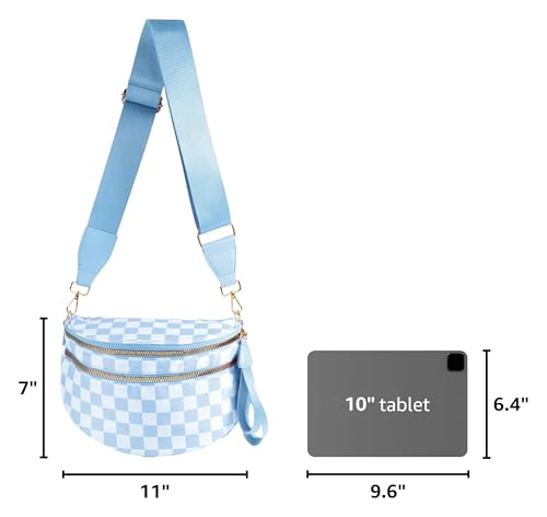 Image of FEIBOON Spacious Checkered Nylon Crossbody Bag Bum Bag Handbags Wallets for Women