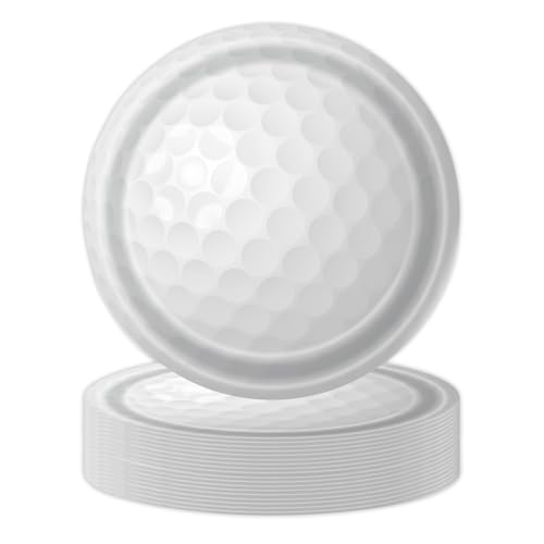 KFJBPB 50PCS Golf Ball Party Paper Plates 7 Inch Disposable Golf Birthday Party Supplies Cake Dessert Plates for Birthday Baby Shower Sports Theme Decorations (Golf Ball)