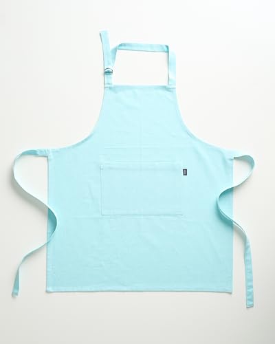 Image of Cotton Kitchen Apron for Women & Men - Set of 1 - Uni Plain, (28 inch X32 inch) Durable Apron with Spacious Pocket - Perfect Kitchen Set for Home or Professional Use - Baby Blue