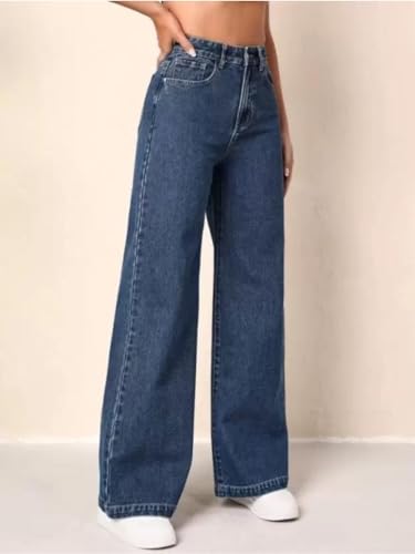 Image of Glossia Denim Baggy Jeans for Women | Stretchable High Waist Straight Fit Jeans for Women | High Rise Stretch Denim | Loose Fit Plus Size Denim (Sizes - 24 to 44) WJ11-1205-$