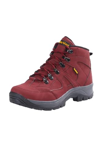 Bottes de trekking Tonny Black en daim rouge bordeaux, pointure 37.5 pour randonnée unisexe