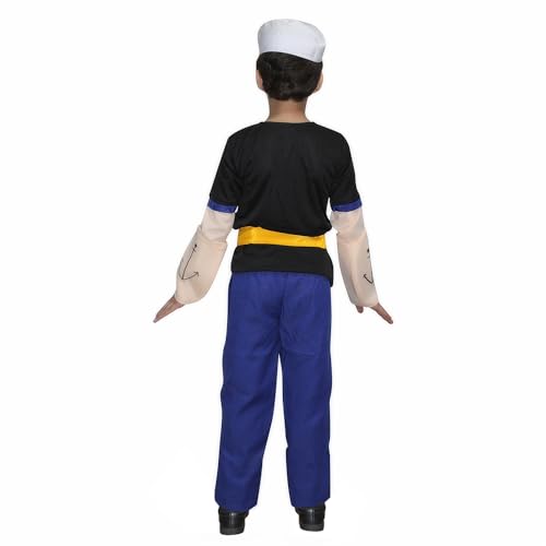 Image of Kaku Fancy Dresses Polyester Sailor Man Cartoon Costume -Blue & White, 5-6 Years, For Boys