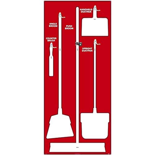 NMC SB106FG 5S Janitorial Shadow Board, Red/White, 68"X30", ProSeriesAcrylic (Tools Sold Separately)