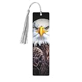 5 marcapáginas de madera con borlas, diseño de águila de cabeza blanca, marcadores de página de lectura, regalos para hombres y mujeres