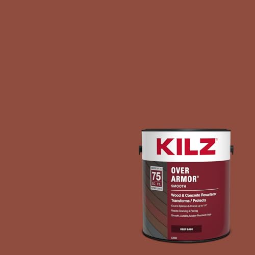 KILZ Over Armor Smooth Solid Coating Resurfacer for Wood, Composite and Concrete Surfaces, Redwood, 1 Gallon