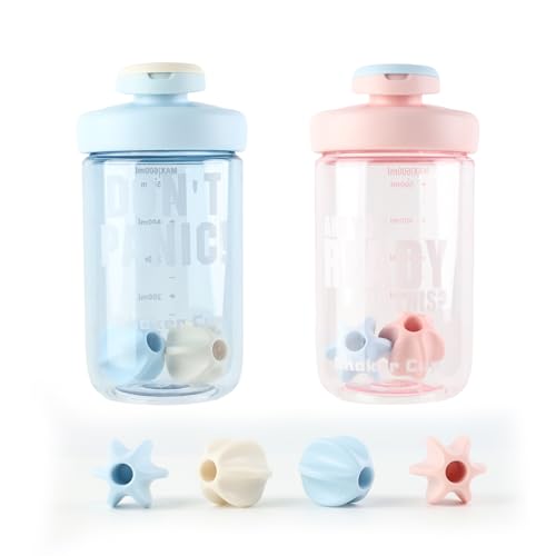 Greyoe 2 pièce Proteine Shaker Protein 500ml, Fitness Hommes et Femmes Sport Haute Shaker de Haute Qualité Tritan+PP+Silicone,