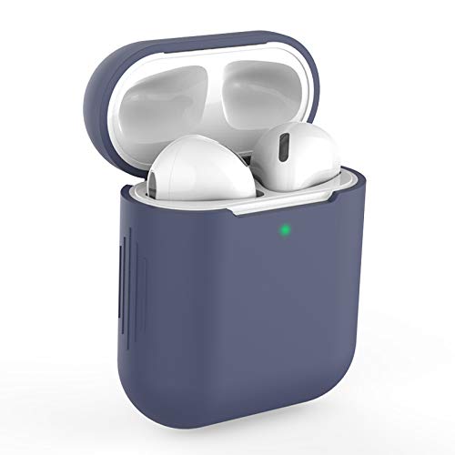 KOKOKA - Funda de silicona para Airpods, compatible con AirPods, a prueba de golpes, LED frontal visible, soporte de carga inalámbrica