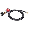LUIXINFQIZZ 3FT Propane Regulator Adjustable, High Pressure Propane Regulator Hose with Propane Gauge Suitable for Burners, Turkey Fryers, Forge, etc - 3/8” Female Flare Nut