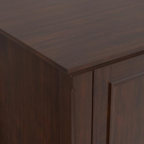 Image of SIMPLIHOME Amherst 72 inch Wide Solid Wood TV Stand in Russet Brown