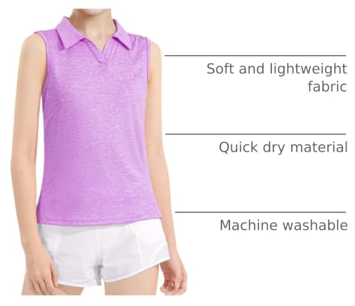 Image of Auranso Girls Polo Shirts Sleeveless Golf Tennis Quick Dry T-Shirts Tops