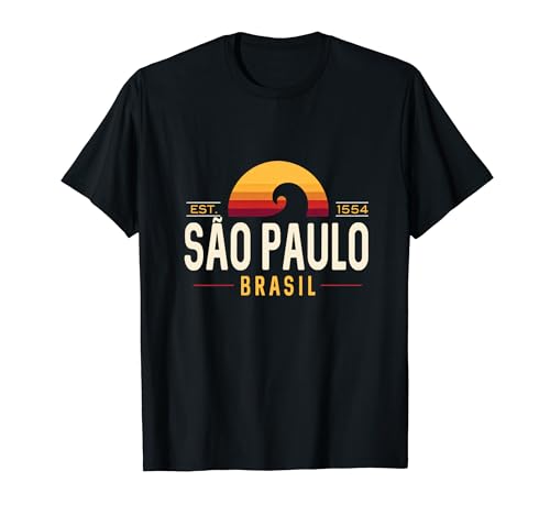 Sao Paulo Brasil | Sao Paulo Brasil Retro Wave Logo Camiseta