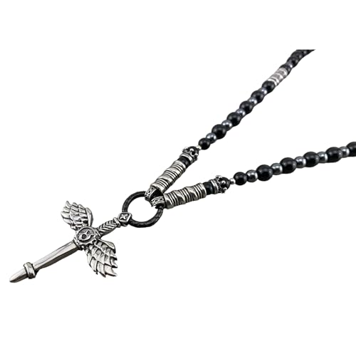 Halskette Perlenkette Modell Royal für Herren und Damen, Onyxperlen...