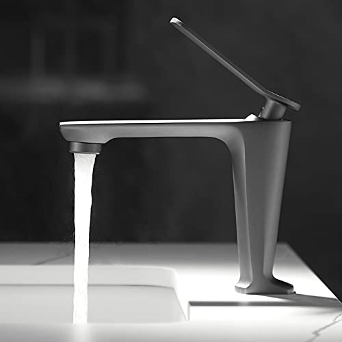 Mitigeur de lavabo de salle de bain monotrou en laiton rose à une poignée
