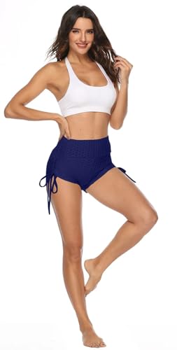 Image of Shasmi Women's Workout Yoga Shorts, High Waisted Drawstring Scrunch Booty Shorts Ruched Butt Lift Athletic Running Tights (Shorty 76)