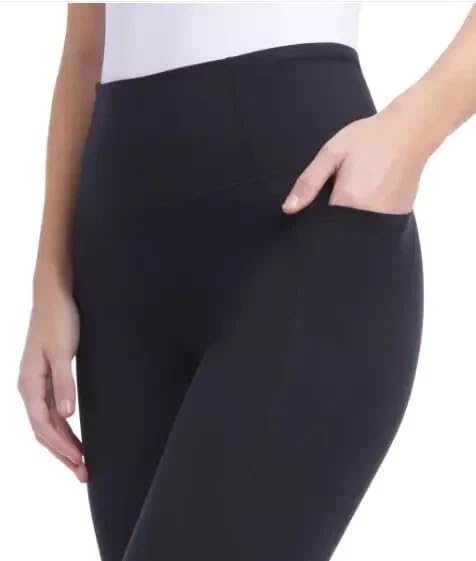 Danskin Women’s Brushed Leggings – Soft Midweight Yoga Pants with Side Pockets, Breathable Stretch Workout Wear (Black Salt, L) - Image 3