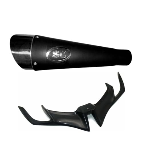 Image of R15 V2 Black Winglet for R15 V3 & Alleykat Universal Slip-on Exhaust System (Mild Steel) - Bike Fairing Kit & Performance Upgrade for Motorcycles