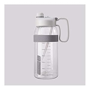 Waterfles waterfles grote waterflessen met stro sportfles plastic voor buitensporten Camping kantoor Wandelingsfles (kleur: wit)