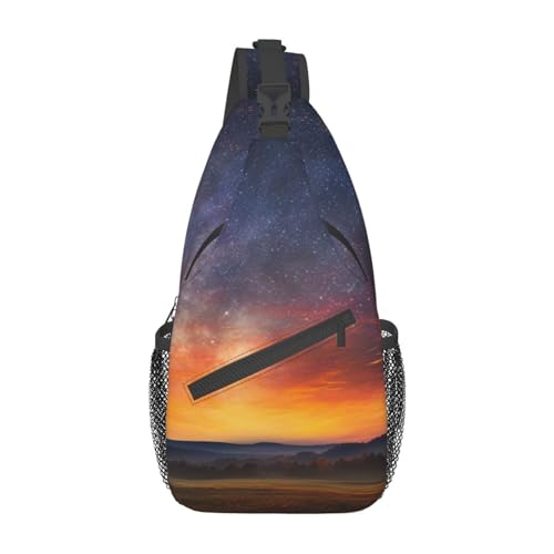 Sac à bandoulière léger pour escapades urbaines, sac de voyage noir au motif soleil couchant