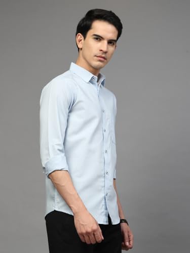 Image of Majestic Man Solid Cotton Casual Shirt - Slim Fit, Full Sleeves, Premium Button Closure