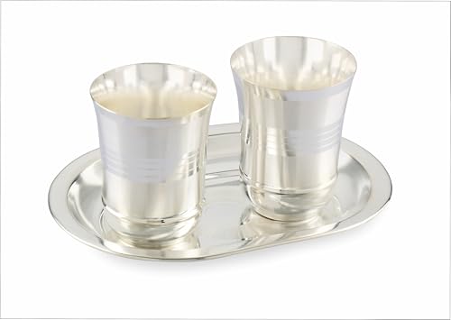 Image of Silverglow Elegant Tray Glass Set | Silver Plated Glass Set of 2 with Tray | Juice, Water, Beverages Serving Set | Tableware Set | Perfect Diwali, Office, Wedding Return Gift Item
